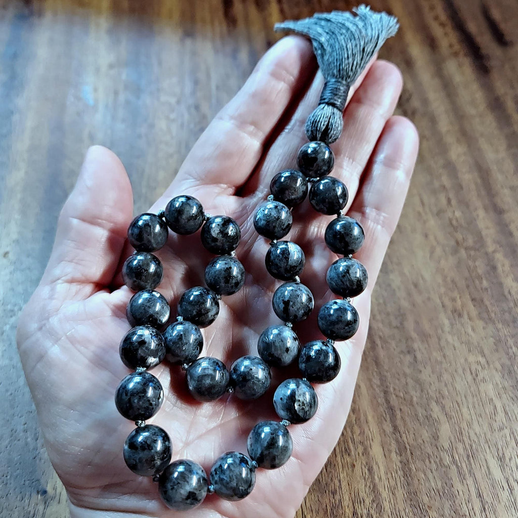 Shadow and Shimmer Pocket Mala with Larvikite