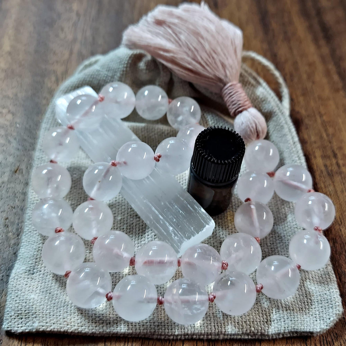 Love and Light Pocket Mala with Rose Quartz