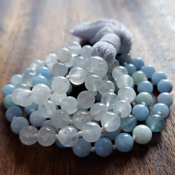 MOONSTONE AND AQUAMARINE MALA