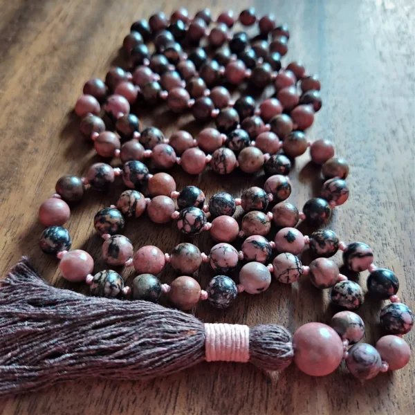 RHODONITE HEART MALA