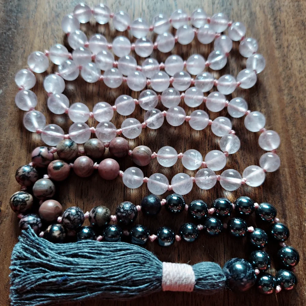 ROOTED IN LOVE MALA WITH ROSE QUARTZ AND HEMATITE - Image 5