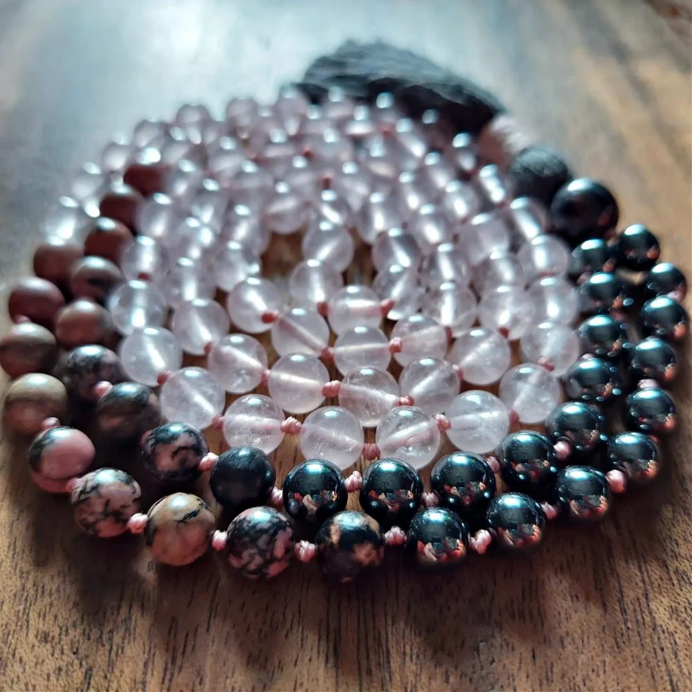 ROOTED IN LOVE MALA WITH ROSE QUARTZ AND HEMATITE - Image 6