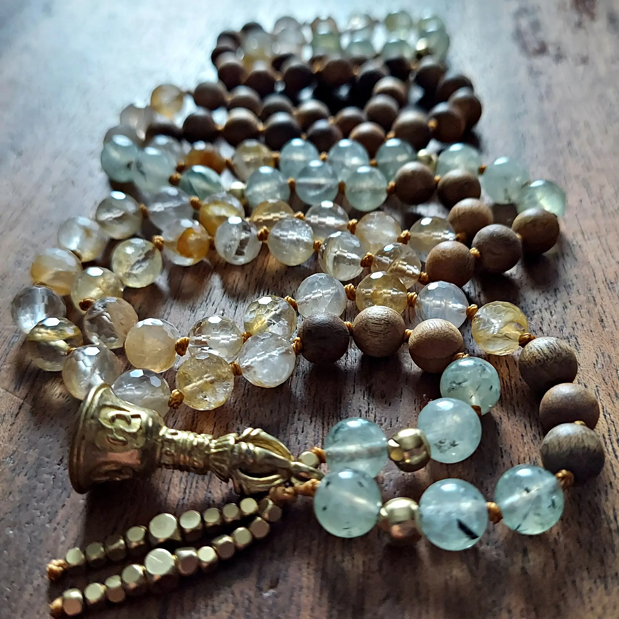 HARMONY AND WISDOM  MALA WITH PREHNITE