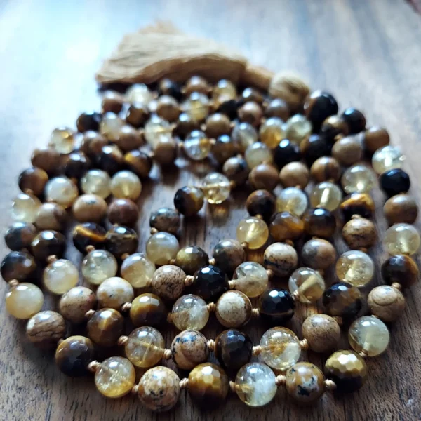 Golden Dragon Mala with Citrine and Tiger's Eye