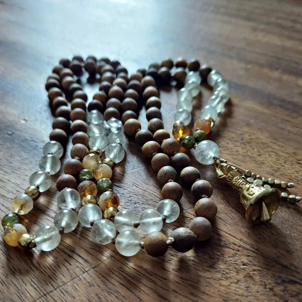 Harmony and Light Mala with Lemon Quartz and Sandalwood